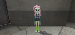 Size: 1280x600 | Tagged: safe, artist:th3m4nw1thn0n4m3, fluttershy, equestria girls, g4, 3d, boots, clothes, crossover, female, fluttermedic, glasses, medic, medic (tf2), miniskirt, shoes, skirt, solo, source filmmaker, team fortress 2