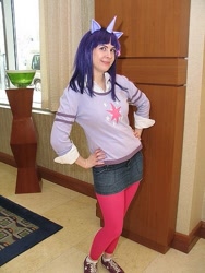 Size: 375x500 | Tagged: safe, artist:twinklebatcosplay, twilight sparkle, human, g4, clothes, cosplay, costume, cutie mark on clothes, hand on hip, irl, irl human, photo