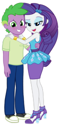 Size: 1008x2141 | Tagged: safe, artist:georgegarza01, rarity, spike, equestria girls, g4, blushing, boyfriend and girlfriend, clothes, female, hands on shoulder, high heels, holding each other, human spike, looking at you, male, rarity peplum dress, ship:sparity, shipping, shirt, shoes, simple background, straight, transparent background, vector