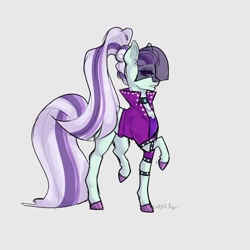 Size: 1080x1080 | Tagged: safe, artist:aylufujo, coloratura, earth pony, pony, g4, clothes, countess coloratura, female, hoof polish, mare, raised hoof, see-through, simple background, smiling, solo, veil