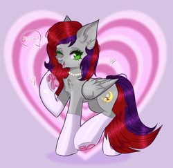 Size: 1814x1760 | Tagged: safe, artist:freyamilk, oc, oc only, oc:evening prose, pegasus, pony, cat paws, chest fluff, clothes, female, freckles, jewelry, mare, necklace, one eye closed, pearl necklace, socks, wink