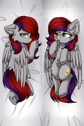 Size: 3000x4500 | Tagged: safe, artist:severe acrophobia, oc, oc only, oc:evening prose, pegasus, pony, body pillow, dakimakura cover, female, freckles, jewelry, mare, necklace, pearl necklace