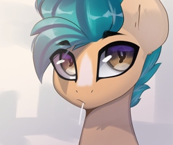 Size: 2689x2257 | Tagged: safe, artist:jfrxd, hitch trailblazer, earth pony, pony, g5, my little pony: a new generation, bust, eye clipping through hair, high res, male, solo, stallion, straw in mouth