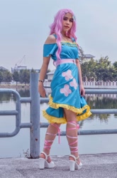 Size: 891x1349 | Tagged: safe, artist:ryugasamas, fluttershy, human, equestria girls, g4, clothes, cosplay, costume, cutie mark on clothes, irl, irl human, photo
