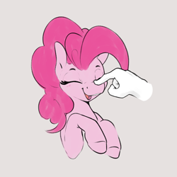 Size: 2824x2822 | Tagged: safe, artist:aquaticvibes, pinkie pie, earth pony, pony, boop, cute, diapinkes, disembodied hand, eyes closed, female, hand, happy, high res, mare, open mouth, open smile, ponk, smiling