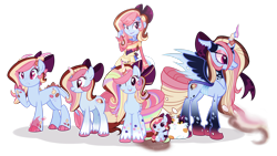Size: 3260x1839 | Tagged: safe, artist:khimi-chan, oc, oc only, oc:neigh-apolitan, changeling, changeling queen, dracony, dragon, hybrid, pony, unicorn, equestria girls, g4, baby, baby pony, bow, changeling queen oc, changelingified, clothes, equestria girls-ified, eyelashes, female, hair bow, heart eyes, horn, mare, multeity, simple background, smiling, species swap, transparent background, unicorn oc, wingding eyes