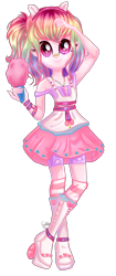 Size: 1068x2552 | Tagged: safe, artist:gihhbloonde, oc, oc only, equestria girls, g4, base used, clothes, cotton candy, eyelashes, female, high heels, multicolored hair, rainbow hair, shoes, simple background, skirt, smiling, solo, transparent background