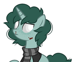 Size: 876x728 | Tagged: safe, artist:necrophilifox, oc, oc only, pony, undead, unicorn, zombie, zombie pony, base used, blood, clothes, frown, horn, male, nosebleed, scarf, simple background, smiling, stallion, transparent background, unicorn oc