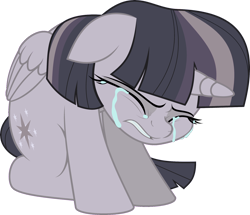 Size: 3914x3364 | Tagged: safe, artist:jhayarr23, artist:wardex101, edit, twilight sparkle, alicorn, pony, g4, my little pony: the movie, crying, discorded, discorded twilight, female, floppy ears, high res, mare, no i can't i ruined everything, sad, simple background, sitting, solo, transparent background, twilight sparkle (alicorn), twilight tragedy, vector