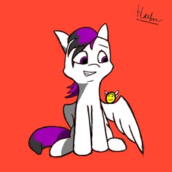 Size: 1080x1080 | Tagged: safe, artist:haekal20, oc, oc only, oc:renald, bee, insect, pegasus, pony, red background, simple background, solo