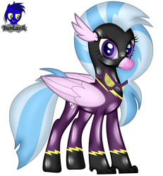 Size: 3840x4154 | Tagged: safe, artist:damlanil, silverstream, classical hippogriff, hippogriff, g4, catsuit, clothes, costume, cute, female, goggles, happy, latex, latex suit, looking at you, mare, rubber, shadowbolts, shadowbolts costume, shine, shiny, show accurate, simple background, solo, suit, transparent background, vector, wings