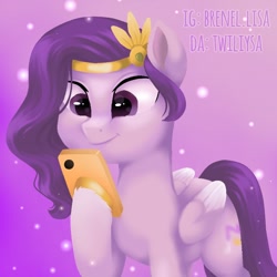 Size: 768x768 | Tagged: safe, artist:twiliysa, pipp petals, pegasus, pony, g5, my little pony: a new generation, phone, solo
