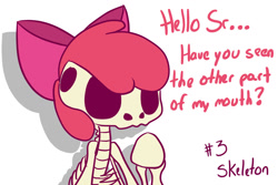 Size: 1280x853 | Tagged: safe, artist:arielsbx, apple bloom, earth pony, pony, g4, bone, clothes, costume, female, filly, halloween, holiday, skeleton