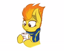 Size: 4096x3254 | Tagged: safe, artist:simplesaemple, spitfire, pegasus, pony, g4, chocolate, clothes, cute, cutefire, ear fluff, food, freckles, hot chocolate, marshmallow, mug, scarf, simple background, white background