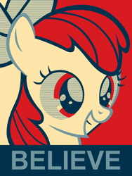 Size: 2400x3200 | Tagged: safe, artist:aethon056, apple bloom, earth pony, pony, g4, female, filly, high res, hope poster, limited palette, solo