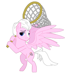 Size: 1156x1289 | Tagged: safe, alternate version, artist:aurorablue, derpibooru exclusive, oc, oc only, oc:love net, pegasus, pony, bipedal, blaze (coat marking), butterfly net, coat markings, facial markings, looking at you, male, net, pegasus oc, rearing, simple background, smiling, smiling at you, solo, spread wings, stallion, transparent background, wings