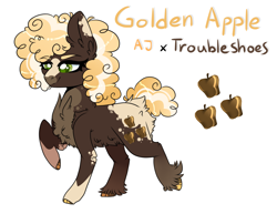 Size: 1280x990 | Tagged: safe, artist:sparky-boi, oc, oc:golden apple, earth pony, pony, female, mare, offspring, parent:applejack, parent:trouble shoes, parents:troublejack, simple background, solo, white background