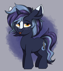 Size: 1274x1432 | Tagged: safe, artist:luxsimx, oc, oc only, oc:witching hour, pony, unicorn, freckles, male, solo, tongue out