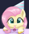 Size: 612x719 | Tagged: safe, alternate version, artist:fluttershy_art.nurul, fluttershy, pegasus, pony, g4, beautiful, birthday, blue background, colored hooves, colored pinnae, cute, daaaaaaaaaaaw, eye clipping through hair, eyebrows, eyelashes, female, fluffy, front view, gold hooves, hat, heart eyes, hooves, looking at you, mare, mouth hold, party hat, party horn, shiny hooves, shyabetes, signature, simple background, smiling, smiling at you, solo, unshorn fetlocks, weapons-grade cute, wingding eyes