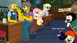Size: 1920x1080 | Tagged: safe, artist:haileykitty69, derpy hooves, fluttershy, dog, human, pegasus, pony, g4, deltarune, downvote bait, male, moe syzlak, parappa, parappa the rapper, puppet, seymour skinner, spamton, the simpsons, undertale