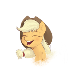 Size: 1256x1398 | Tagged: safe, artist:ddenver, applejack, earth pony, pony, g4, cute, eyes closed, female, hat, jackabetes, mare, open mouth, solo