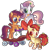 Size: 1715x1746 | Tagged: safe, artist:sleepy-nova, apple bloom, scootaloo, sweetie belle, earth pony, pegasus, pony, unicorn, g4, alternate design, bipedal, cutie mark crusaders, female, gender headcanon, headcanon, lgbt headcanon, nonbinary, nonbinary pride flag, pride, pride flag, scooter, simple background, trans female, transgender, transgender pride flag, transparent background, trio, trio female