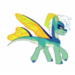 Size: 1600x1600 | Tagged: safe, artist:renhorse, oc, oc only, dragonling, hybrid, interspecies offspring, offspring, parent:princess ember, parent:thorax, parents:embrax, simple background, solo, white background