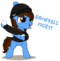 Size: 4020x4080 | Tagged: safe, artist:strategypony, oc, oc only, oc:pegasusgamer, pegasus, pony, bipedal, clothes, colt, dialogue, male, simple background, snow, snowball, snowball fight, transparent background, winter