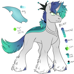 Size: 3000x3000 | Tagged: safe, artist:gingygin, oc, oc only, oc:valiance, changepony, hybrid, color palette, high res, interspecies offspring, offspring, parent:queen chrysalis, parent:shining armor, parents:shining chrysalis, reference sheet, simple background, solo, unshorn fetlocks, white background