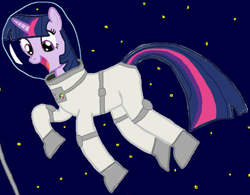 Size: 1154x901 | Tagged: safe, artist:red-brick-1, twilight sparkle, pony, unicorn, g4, 1000 hours in ms paint, astronaut, cropped, female, helmet, mare, ms paint, solo, space, spacesuit, tail, unicorn twilight