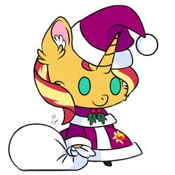 Size: 1804x1804 | Tagged: artist needed, source needed, safe, sunset shimmer, pony, unicorn, g4, christmas, holiday, padoru, simple background, solo, white background