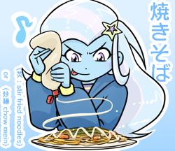 Size: 370x320 | Tagged: safe, artist:batipin, part of a set, trixie, equestria girls, g4, female, food, solo, tongue out, yakisoba