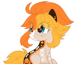 Size: 1336x1128 | Tagged: safe, artist:necrophilifox, oc, oc only, earth pony, pony, base used, earth pony oc, eye clipping through hair, eyelashes, looking back, pumpkin bucket, simple background, smiling, solo, tattoo, transparent background