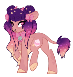 Size: 700x733 | Tagged: safe, artist:necrophilifox, oc, oc only, pony, base used, bow, colored hooves, ethereal mane, hair bow, leonine tail, male, nose piercing, nose ring, piercing, simple background, smiling, solo, stallion, starry mane, tail, transparent background