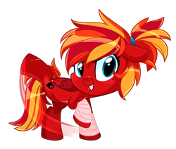 Size: 1977x1674 | Tagged: safe, artist:khimi-chan, oc, oc only, oc:fire strike, pegasus, pony, arm wraps, eyelashes, female, grin, kicking, mare, motion lines, pegasus oc, simple background, smiling, transparent background, wings