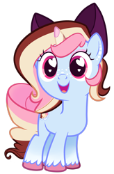 Size: 1984x3024 | Tagged: safe, artist:khimi-chan, oc, oc only, oc:neigh-apolitan, pony, unicorn, base used, bow, female, filly, freckles, hair bow, heart eyes, horn, mare, simple background, smiling, transparent background, unicorn oc, unshorn fetlocks, wingding eyes
