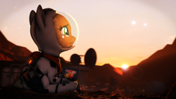 Size: 7680x4320 | Tagged: safe, artist:apexpredator923, artist:lagmanor, apple bloom, applejack, big macintosh, earth pony, pony, g4, 3d, absurd resolution, astronaut, blurry background, clothes, crying, dawn, deimos, equus, eyebrows, family photo, female, freckles, frown, holding, looking at the sky, looking in the distance, looking up, mare, mars, moon, mountain, phobos, picture, picture frame, planet, ponified, radiation sign, researcher, rock, sad, scarf, sitting, skyline, solar system, solo, song reference in the description, source filmmaker, spacesuit, sun, sunlight, survivor, teary eyes, the martian, toolbelt, tools, vignette, wall of tags