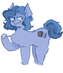 Size: 1300x1500 | Tagged: safe, artist:radically-peachie, oc, oc only, earth pony, pony, 2022 community collab, derpibooru community collaboration, anxious, blue, chubby, cutie mark, hooves, short, short hair, simple background, solo, transparent background, underhoof