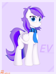 Size: 3000x4000 | Tagged: safe, artist:speedy dashie, oc, oc only, pegasus, pony, blue eyes, clothes, female, folded wings, full body, high res, mare, pegasus oc, scarf, solo, standing, tail, two toned mane, two toned tail, wings