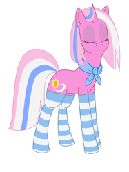 Size: 2145x2866 | Tagged: safe, artist:modera, clear sky, pony, g4, clothes, eyes closed, female, high res, mare, ms paint, simple background, socks, stockings, striped socks, thigh highs, white background