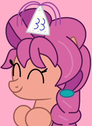 Size: 586x796 | Tagged: safe, artist:iambrillancetheppg, artist:jadeharmony, sunny starscout, earth pony, pony, g5, my little pony: a new generation, base used, birthday, cute, eyes closed, female, hat, mare, party hat, pink background, simple background, solo, sunnybetes, vanessa hudgens
