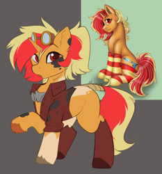 Size: 3026x3243 | Tagged: safe, artist:beardie, oc, oc only, pony, unicorn, clothes, high res, socks, solo, striped socks