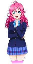 Size: 647x1235 | Tagged: safe, artist:cre58a, pinkie pie, human, g4, clothes, humanized, love live!, love live! school idol project, photoshop, pleated skirt, school uniform, simple background, skirt, solo, standing, transparent background, zettai ryouiki