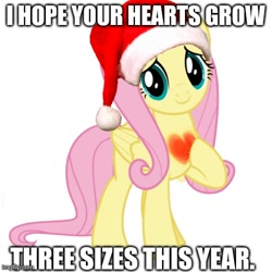 Size: 500x500 | Tagged: safe, fluttershy, g4, christmas, cute, happy hearth's warming, holiday, how the grinch stole christmas, imgflip, merry christmas, shyabetes, the grinch