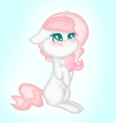 Size: 976x1044 | Tagged: safe, artist:sugarcubecreationz, oc, oc:sweetheart, pony, unicorn, blushing, chibi, cute, cuteness overload, heart, ocbetes, solo