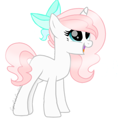 Size: 580x612 | Tagged: safe, artist:sugarcubecreationz, oc, oc only, oc:sweetheart, pony, unicorn, bow, cute, cuteness overload, full body, hair bow, horn, open mouth, open smile, puppy dog eyes, simple background, smiling, solo, standing, tail, unicorn oc, white background