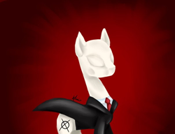 Size: 604x464 | Tagged: safe, artist:avonir, pony, clothes, necktie, ponified, signature, slenderpony, smiling, solo, suit