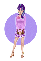 Size: 1200x1800 | Tagged: safe, artist:nifka22-02, starlight glimmer, human, g4, blouse, book, brooch, clothes, female, flower, high heels, humanized, jewelry, looking at you, sandals, shoes, simple background, skirt, solo, toes, transparent background