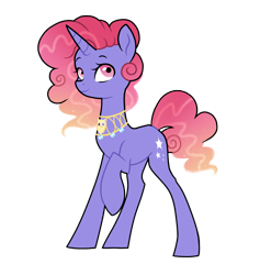 Size: 2385x2521 | Tagged: safe, artist:enifersuch, oc, oc only, pony, unicorn, ethereal mane, female, high res, horn, jewelry, mare, raised hoof, simple background, starry mane, starry tail, tail, transparent background, unicorn oc
