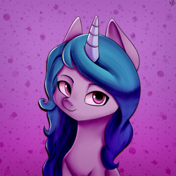 Size: 1920x1920 | Tagged: safe, artist:alexsc112, izzy moonbow, pony, unicorn, g5, my little pony: a new generation, abstract background, bust, portrait, solo